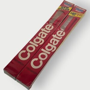New Unopened Vintage Colgate‎ Toothbrush Adult Hard LOT OF 2 NOS